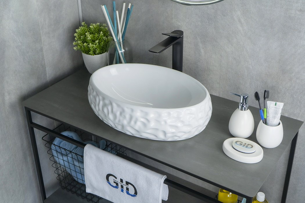 Раковина GID-ceramic 9030wf накладная овальная 34, керамика купить,104500