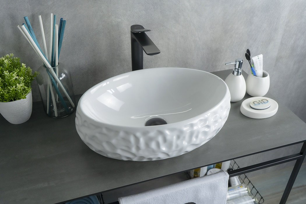 Раковина GID-ceramic 9030wf накладная овальная 34, керамика купить,104500