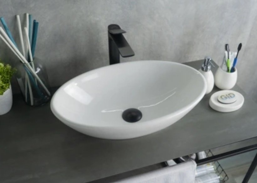 Раковина GID-ceramic N9021 накладная овальная 52, керамика