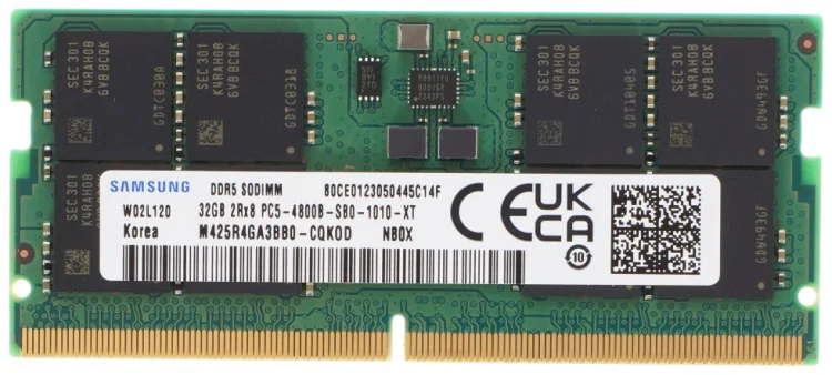 Оперативная память для ноутбука Samsung SO DIMM 32Gb DDR5 4800MHz, CL40, 1.1v, M425R4GA3BB0-CQK, TRAY купить,NaN