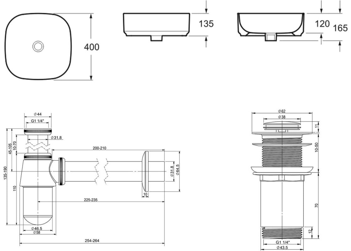 Раковина Lavinia Boho Bathroom Sink 21520219 накладная квадратная 40, санфарфор купить,NaN