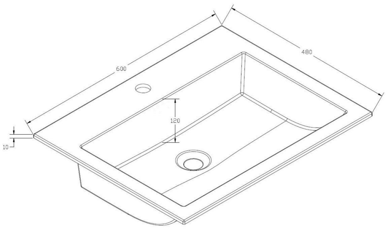 Раковина Vincea VCB-13600B врезная прямоугольная 60, кварц купить,132800
