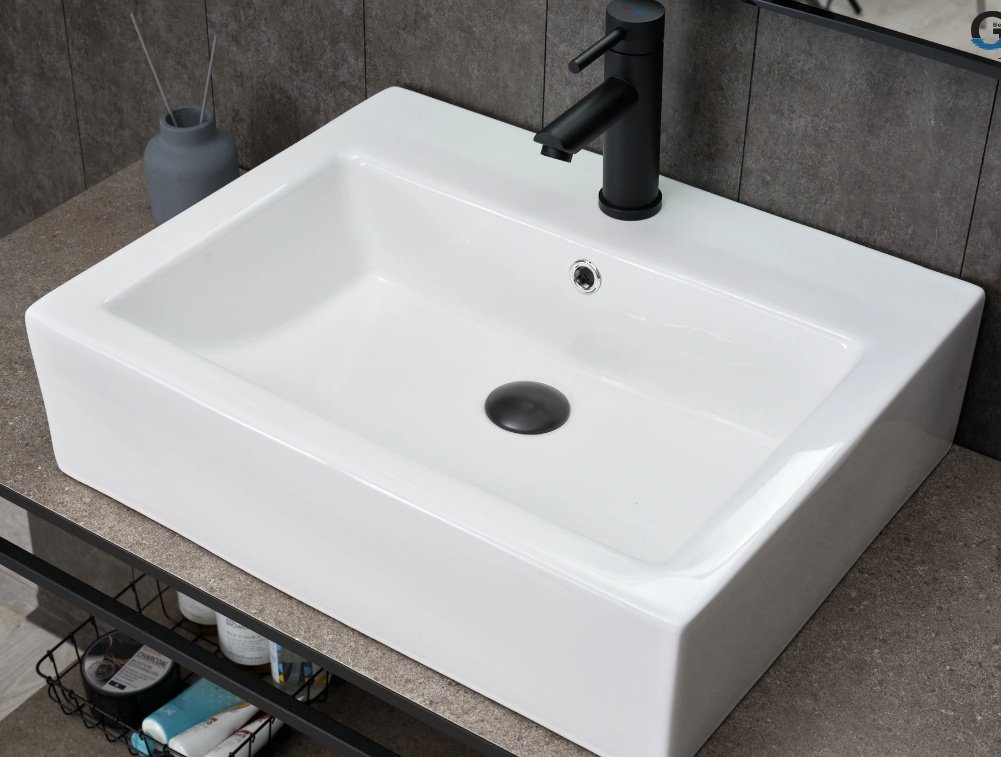 Раковина GID-ceramic N9157 накладная прямоугольная 57, керамика