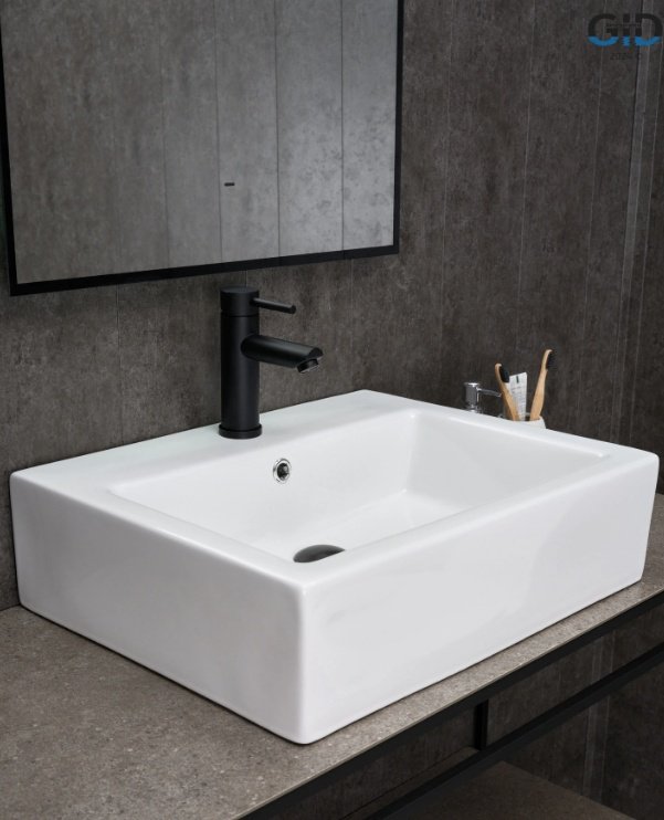 Раковина GID-ceramic N9157 накладная прямоугольная 57, керамика