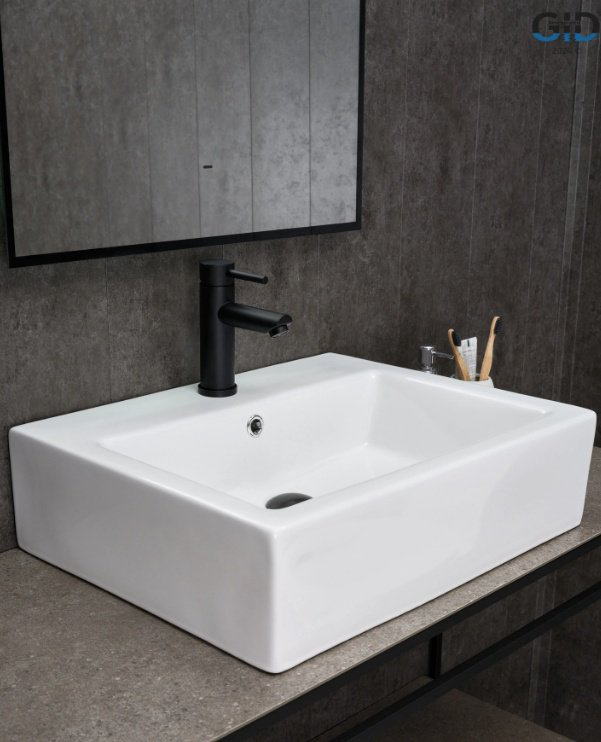 Раковина GID-ceramic N9157 накладная прямоугольная 57, керамика купить,65869