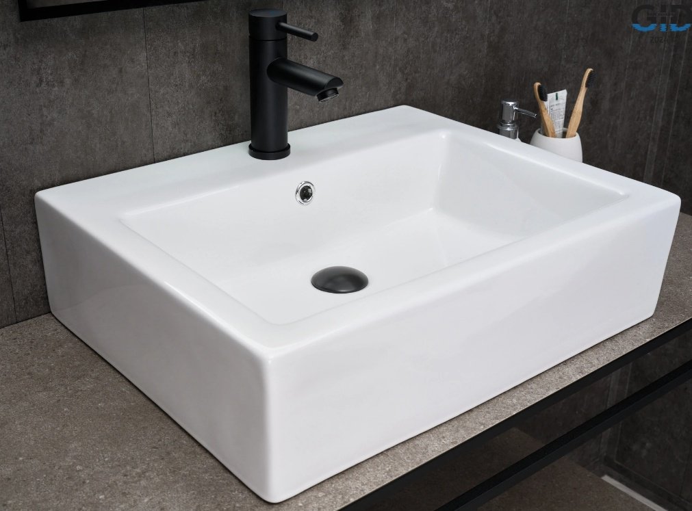 Раковина GID-ceramic N9157 накладная прямоугольная 57, керамика