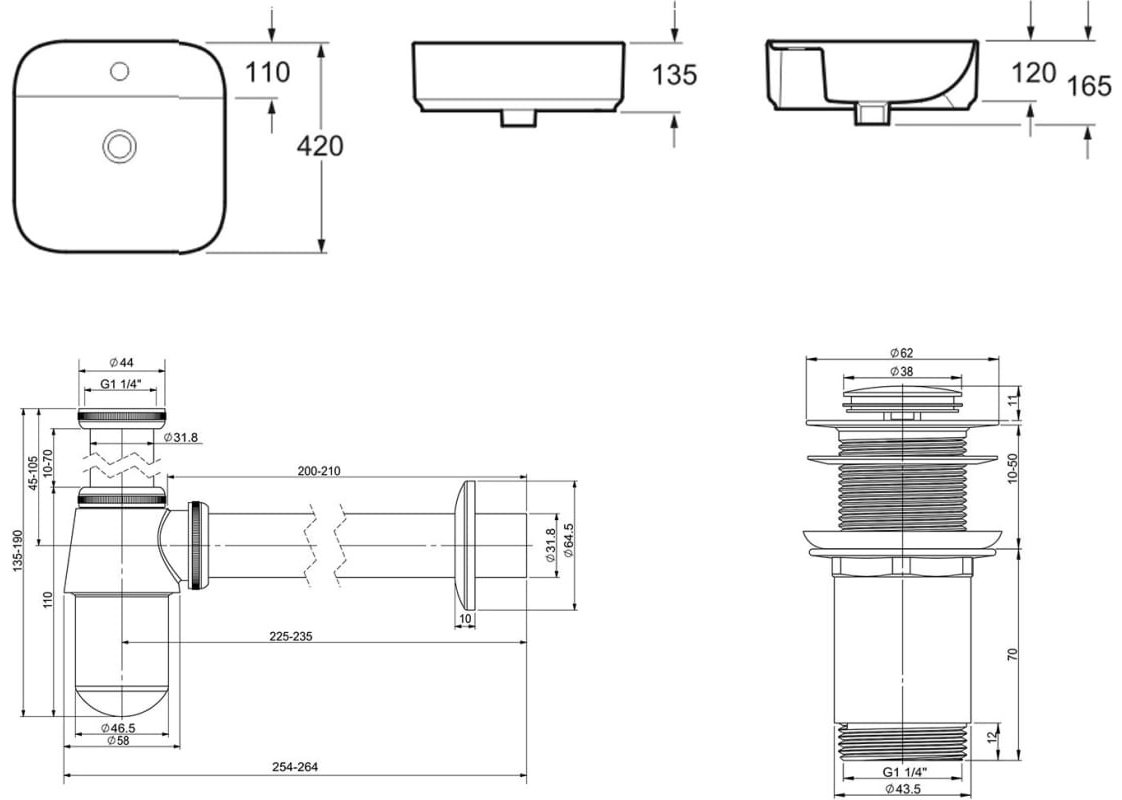 Раковина Lavinia Boho Bathroom Sink 21520273 накладная квадратная 42, санфарфор купить,NaN