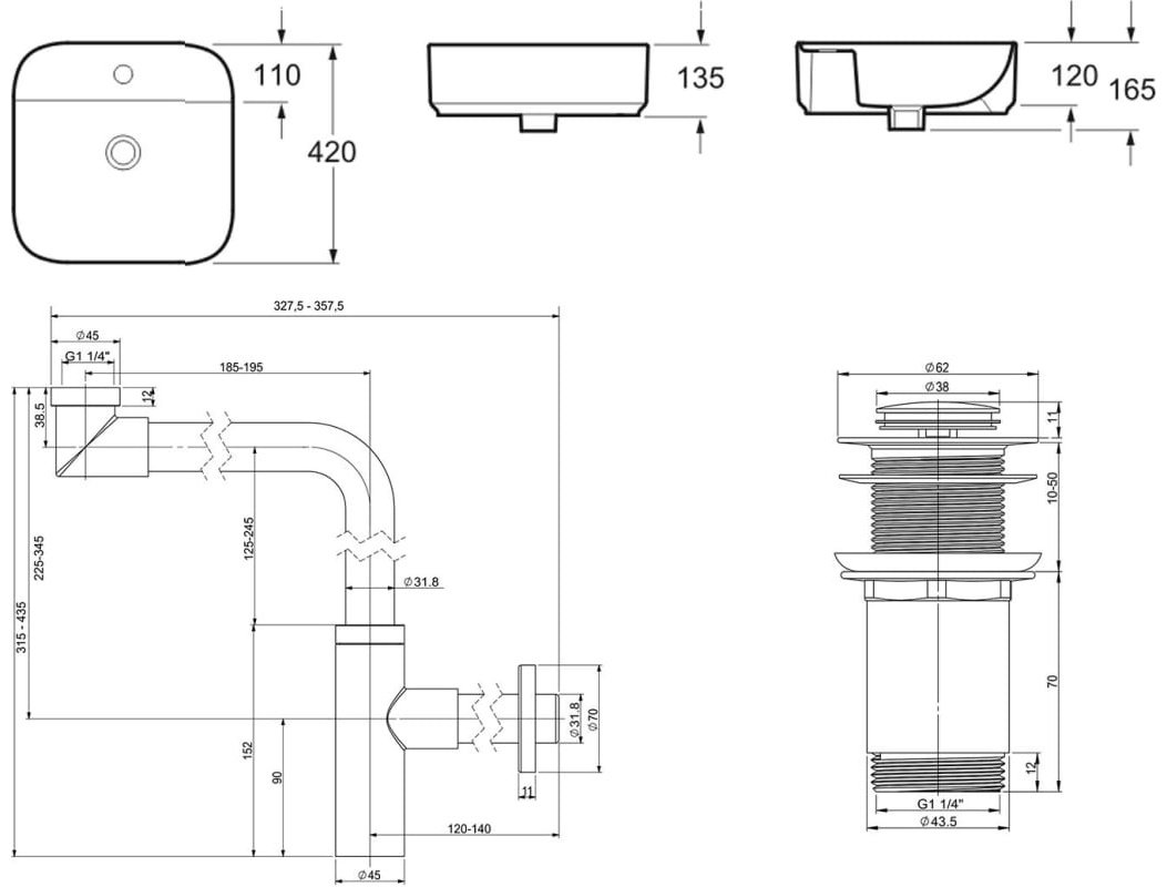 Раковина Lavinia Boho Bathroom Sink 21520315 накладная квадратная 42, санфарфор купить,NaN
