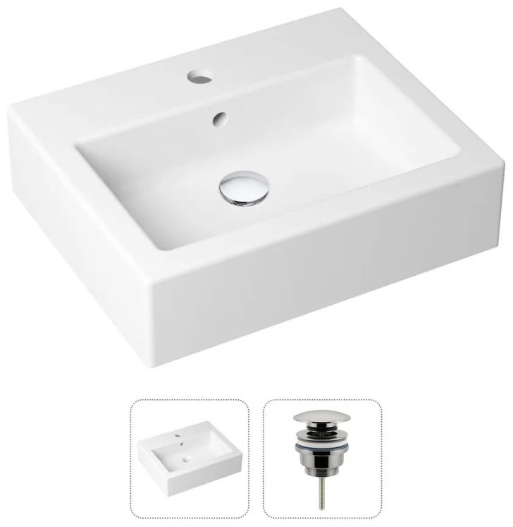 Раковина Lavinia Boho 21520909, Комплект 2 в 1 Lavinia Boho Bathroom Sink (состоит из 33311014, 182139000), цвет хром накладная прямоугольная 41, фарфор купить,NaN