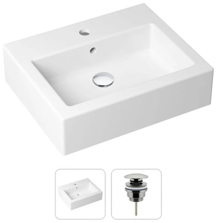 Раковина Lavinia Boho 21520909, Комплект 2 в 1 Lavinia Boho Bathroom Sink (состоит из 33311014, 182139000), цвет хром накладная прямоугольная 41, фарфор купить,NaN