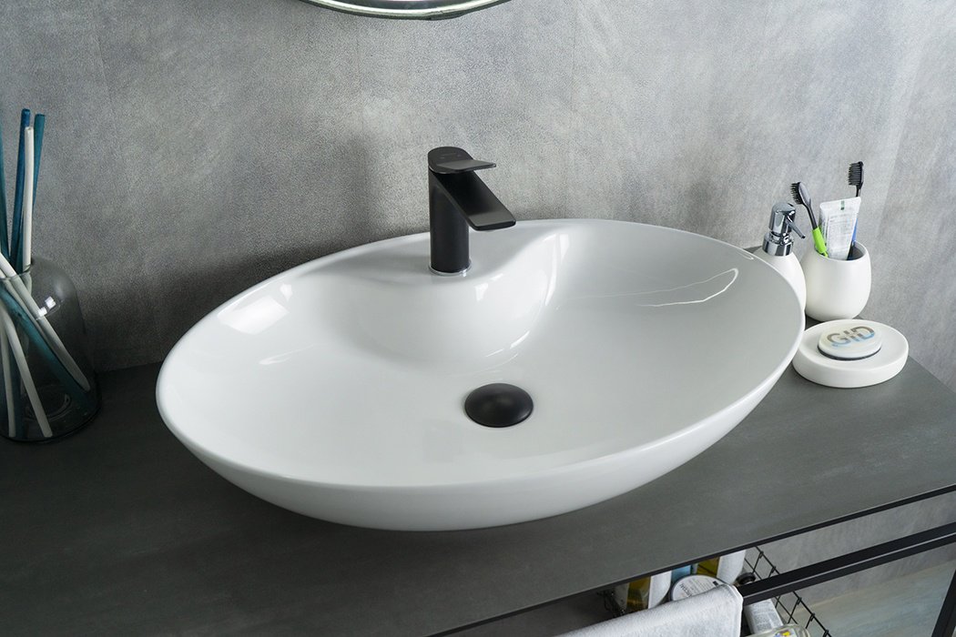 Раковина GID-ceramic N9438 накладная овальная 43, фаянс