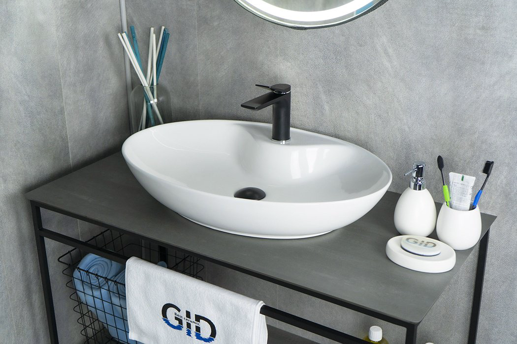 Раковина GID-ceramic N9438 накладная овальная 43, фаянс купить,NaN