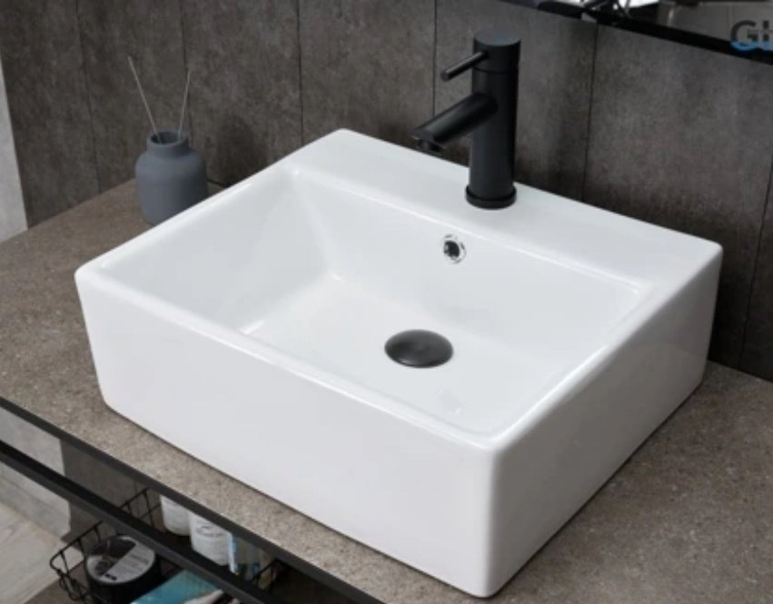 Раковина GID-ceramic N9145 накладная прямоугольная 45, керамика