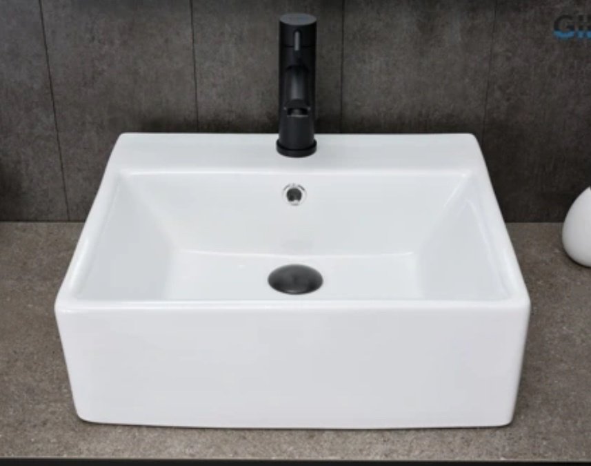 Раковина GID-ceramic N9145 накладная прямоугольная 45, керамика