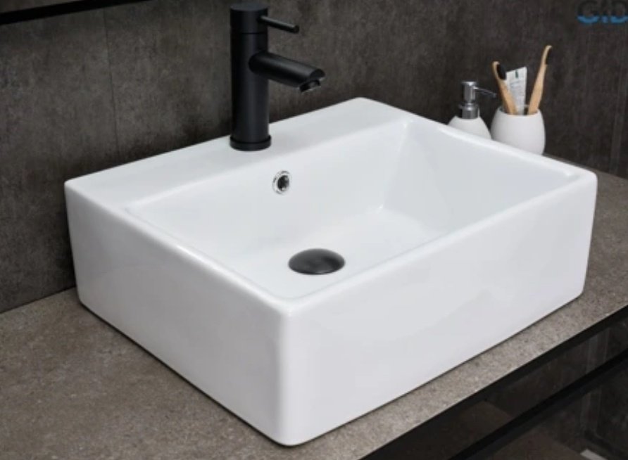 Раковина GID-ceramic N9145 накладная прямоугольная 45, керамика
