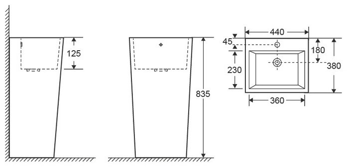 Раковина с пьедесталом 44 см Cerutti Vito CT7663 купить,255416