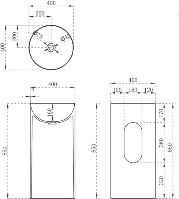 Раковина Vincea VBS-6SP01MW с пьедесталом круглая 40, керамика