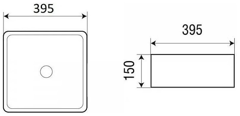 Раковина WeltWasser ELBACH 20755 MB накладная квадратная 39.5 см, фаянс купить,0