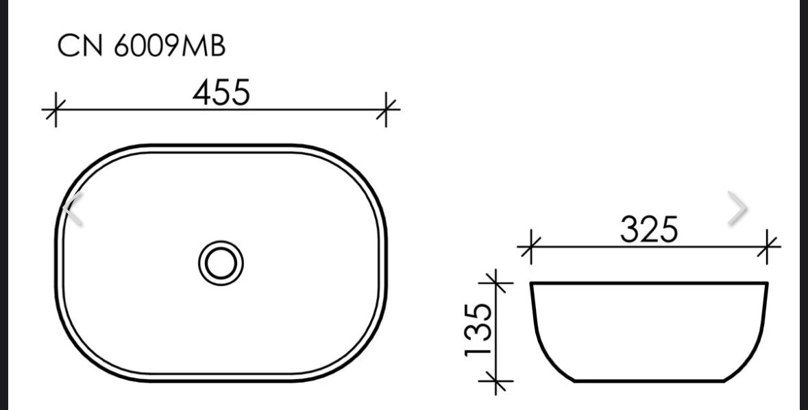 Раковина Ceramicanova CN6009MB накладная прямоугольная 45, санфарфор