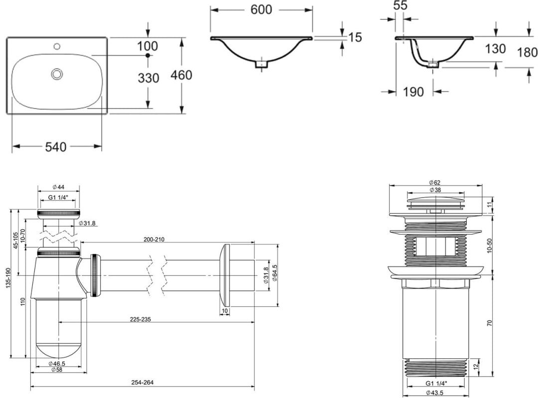 Раковина Lavinia Boho Bathroom Sink 21520435 врезная прямоугольная 46, фарфор купить,0