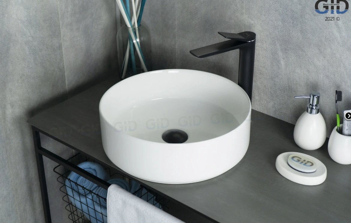 Раковина GID-ceramic N9424 накладная круглая 40, керамика купить,NaN