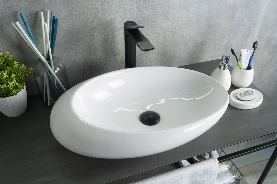 Раковина GID-ceramic N9050 накладная нестандартная 37, керамика