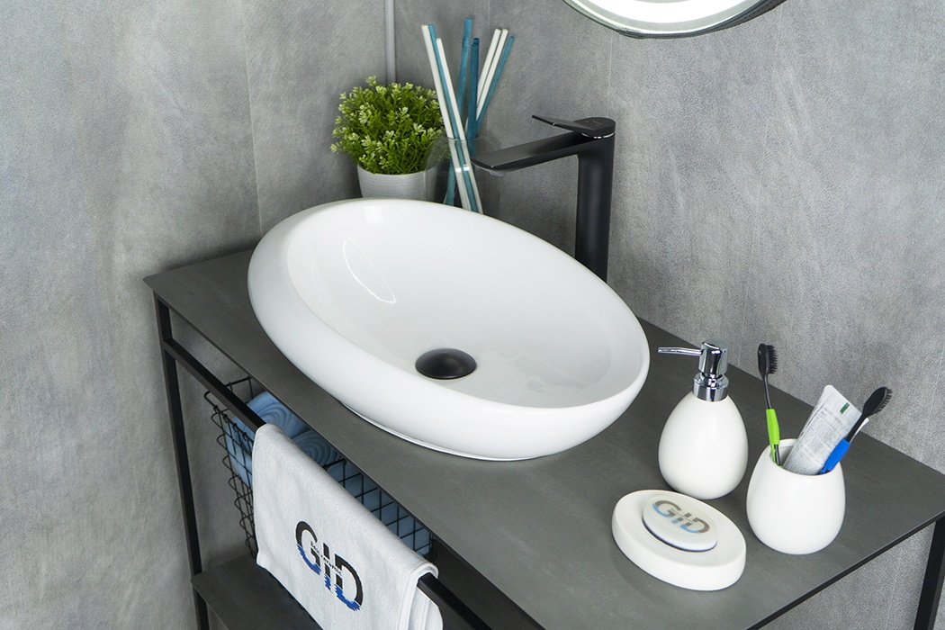 Раковина GID-ceramic N9050 накладная нестандартная 37, керамика