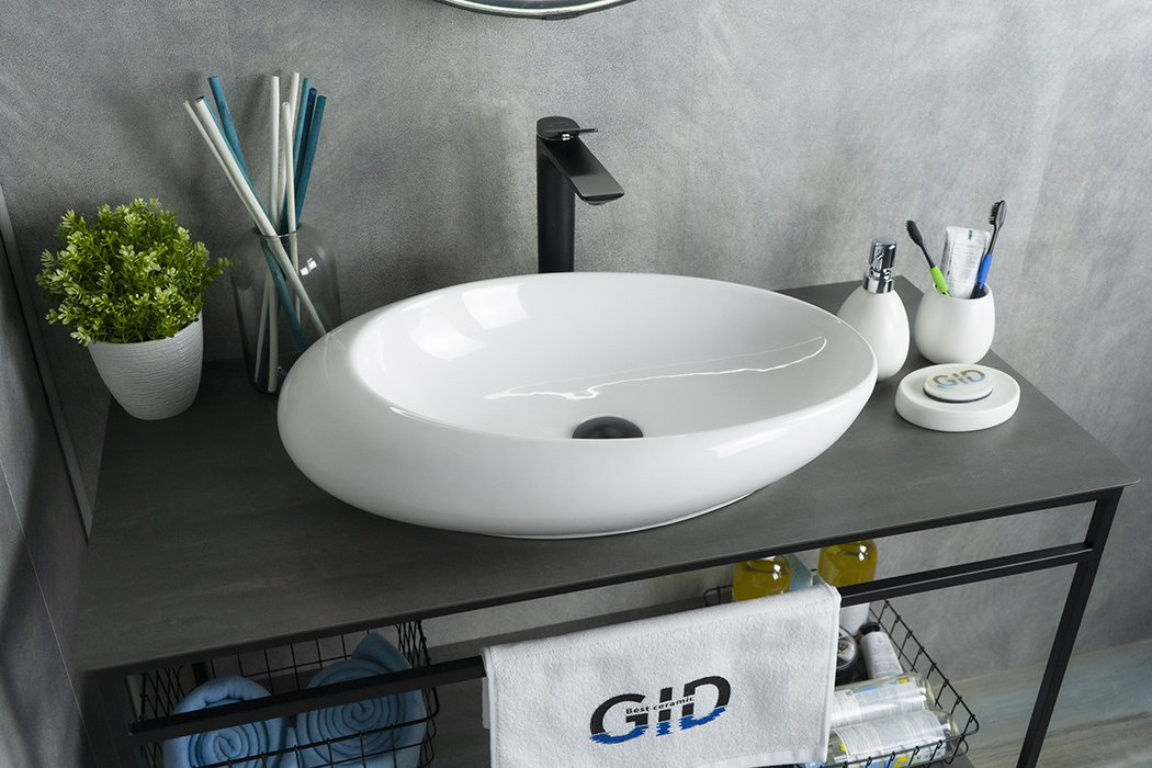 Раковина GID-ceramic N9050 накладная нестандартная 37, керамика купить,110200