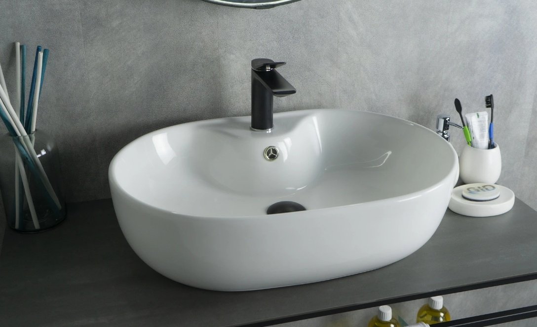 Раковина GID-ceramic N9163 накладная овальная 59, керамика купить,NaN