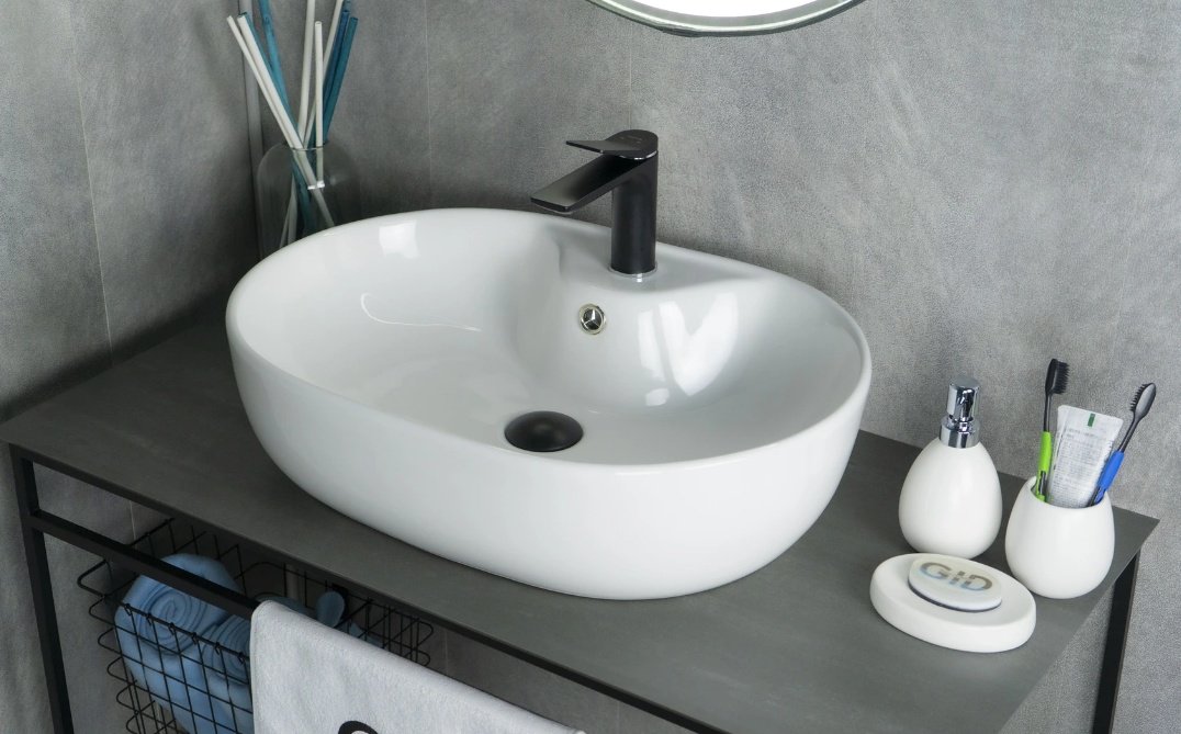 Раковина GID-ceramic N9163 накладная овальная 59, керамика купить,NaN