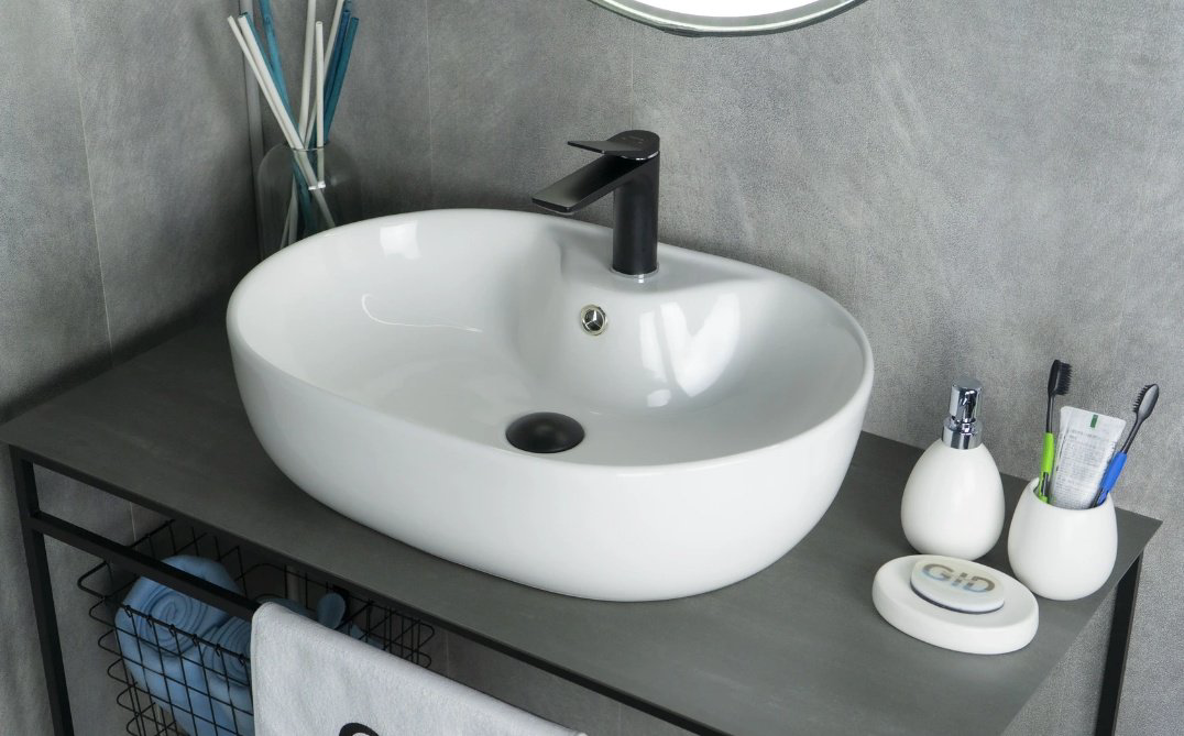 Раковина GID-ceramic N9163 накладная овальная 59, керамика купить,NaN