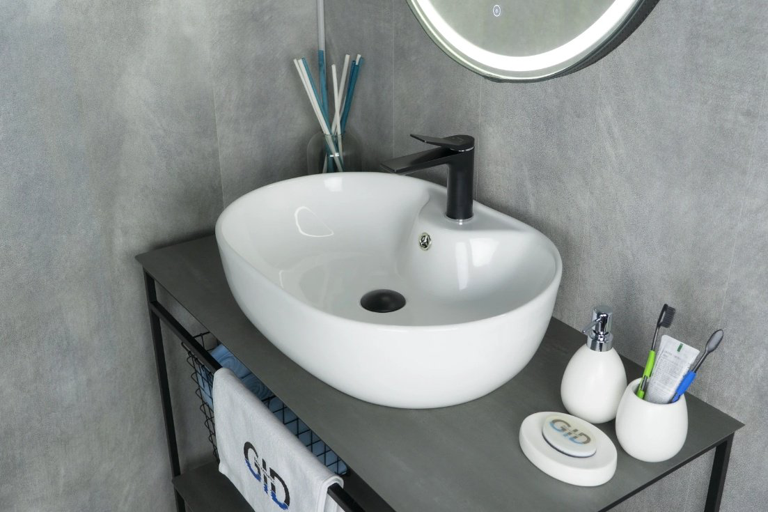Раковина GID-ceramic N9163 накладная овальная 59, керамика купить,NaN