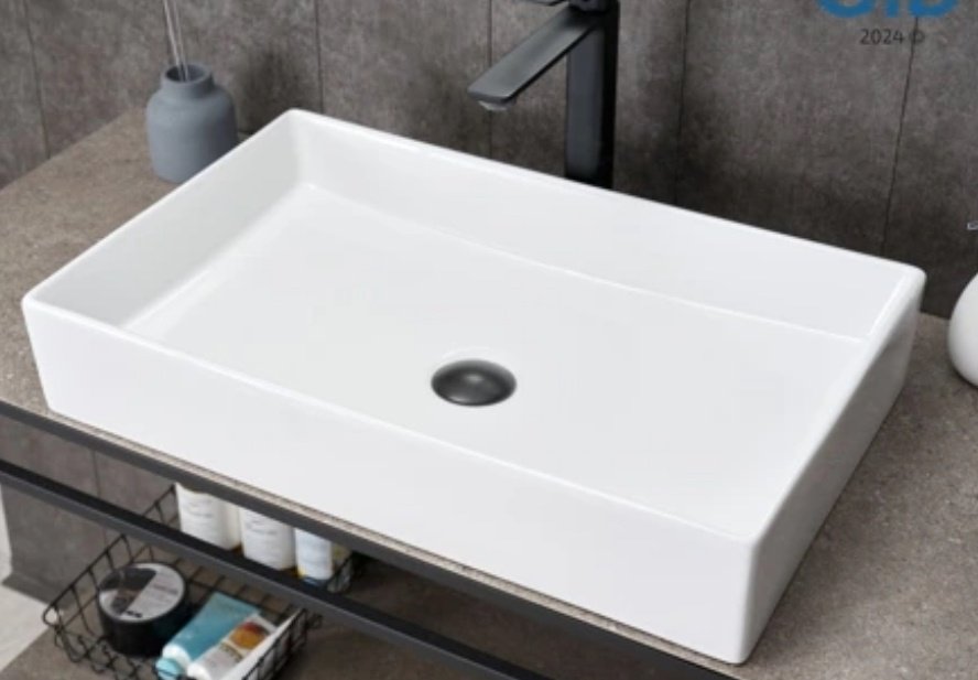 Раковина GID-ceramic N9496 накладная прямоугольная 60, керамика