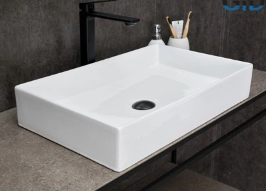 Раковина GID-ceramic N9496 накладная прямоугольная 60, керамика