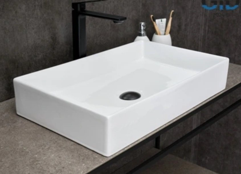 Раковина GID-ceramic N9496 накладная прямоугольная 60, керамика купить,109300