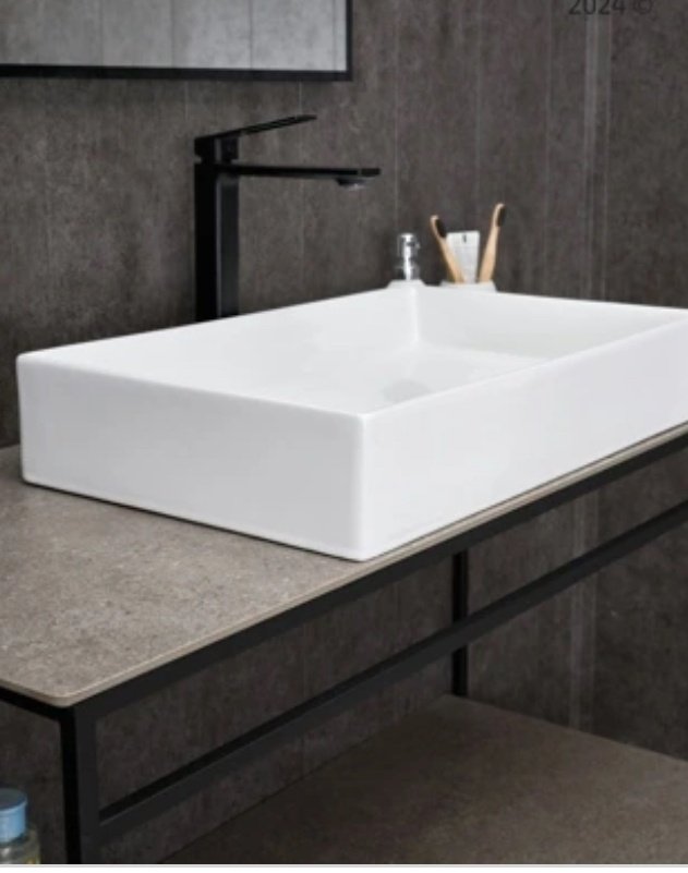 Раковина GID-ceramic N9496 накладная прямоугольная 60, керамика