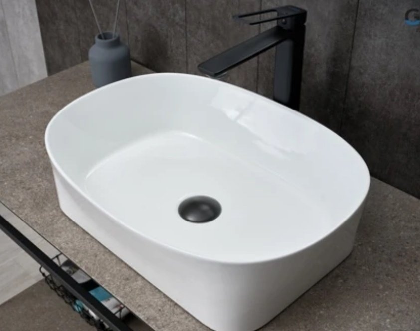 Раковина GID-ceramic N9028 накладная прямоугольная 53, керамика