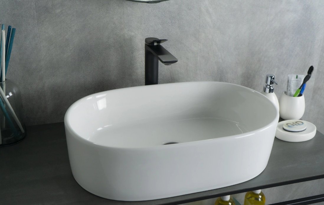 Раковина GID-ceramic N9025 накладная овальная 56, керамика
