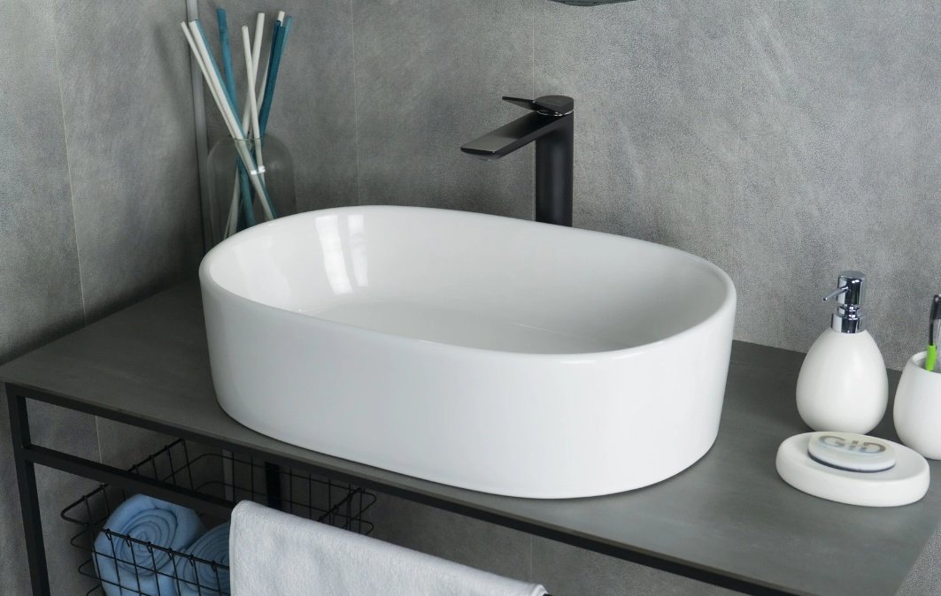 Раковина GID-ceramic N9025 накладная овальная 56, керамика