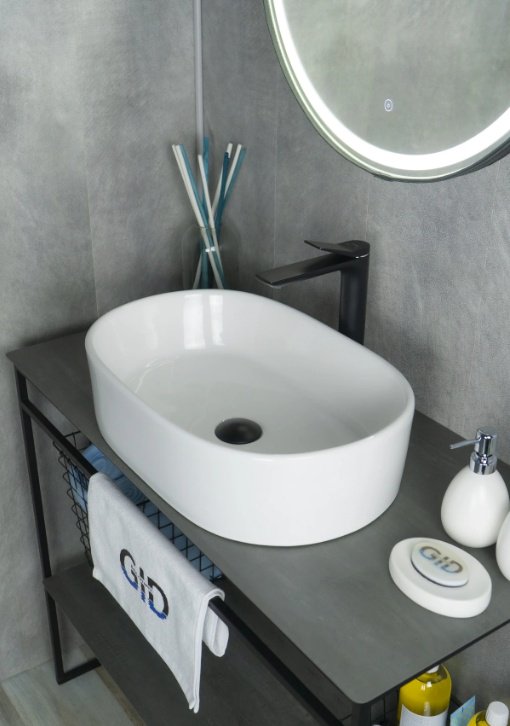 Раковина GID-ceramic N9025 накладная овальная 56, керамика