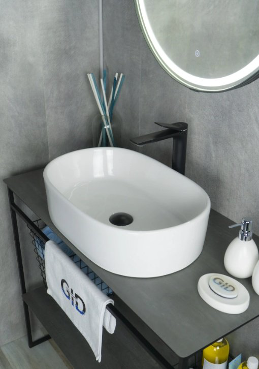 Раковина GID-ceramic N9025 накладная овальная 56, керамика купить,NaN
