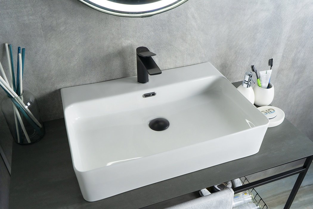 Раковина GID-ceramic N9256 накладная прямоугольная 42, керамика
