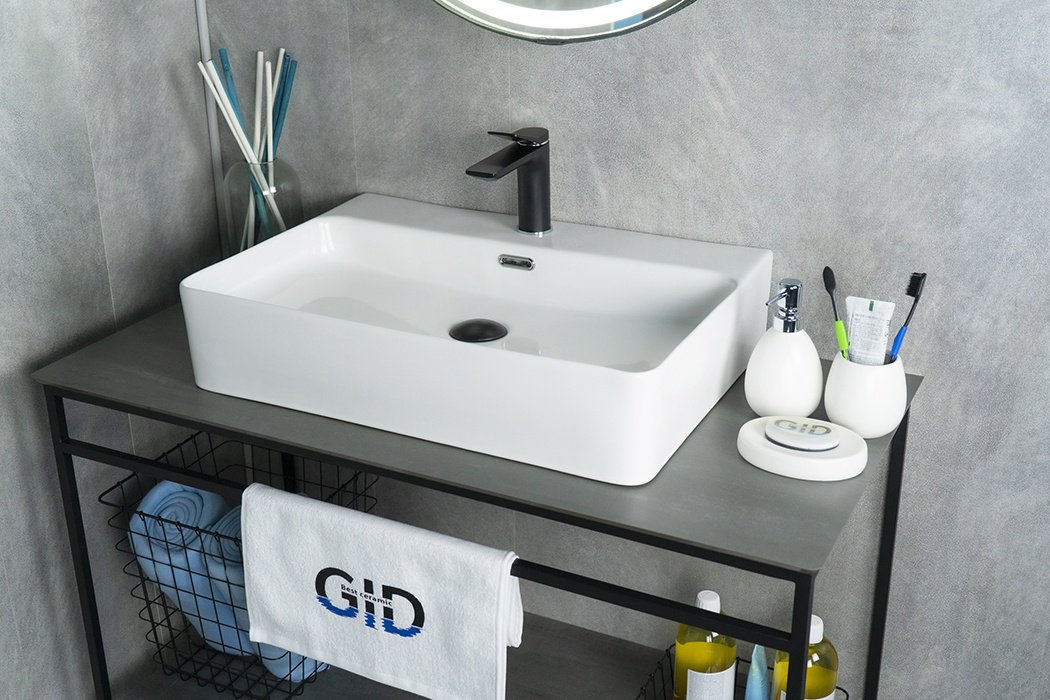 Раковина GID-ceramic N9256 накладная прямоугольная 42, керамика
