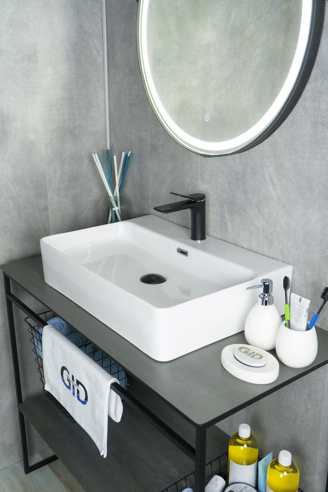 Раковина GID-ceramic N9256 накладная прямоугольная 42, керамика