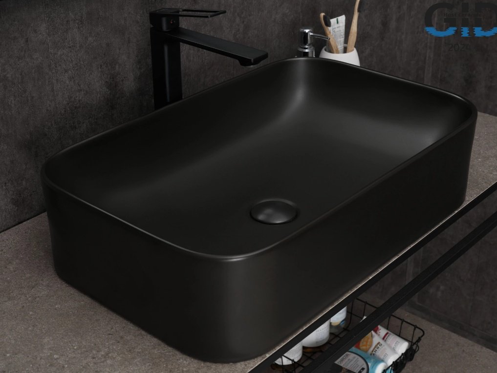 Раковина GID-ceramic Bm9599 накладная прямоугольная 61, керамика
