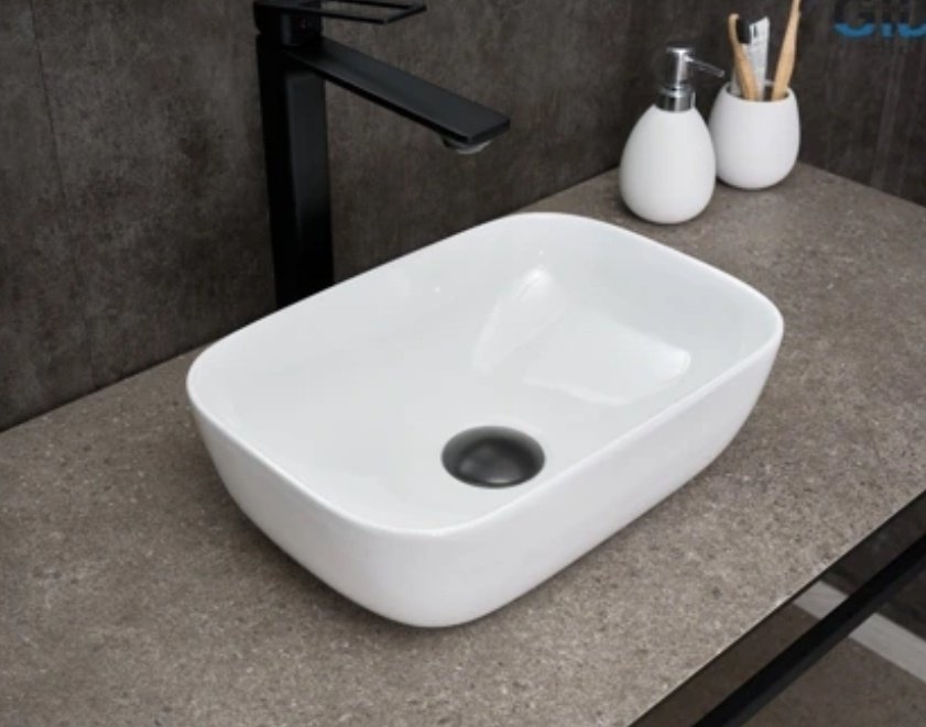 Раковина GID-ceramic N1334 накладная прямоугольная 36, керамика