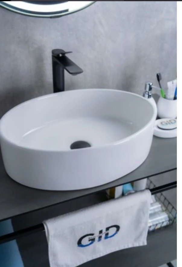 Раковина GID-ceramic N9012 накладная овальная 50, керамика