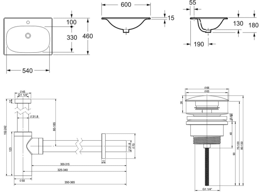 Раковина Lavinia Boho Bathroom Sink 21520438 врезная прямоугольная 46, фарфор купить,0
