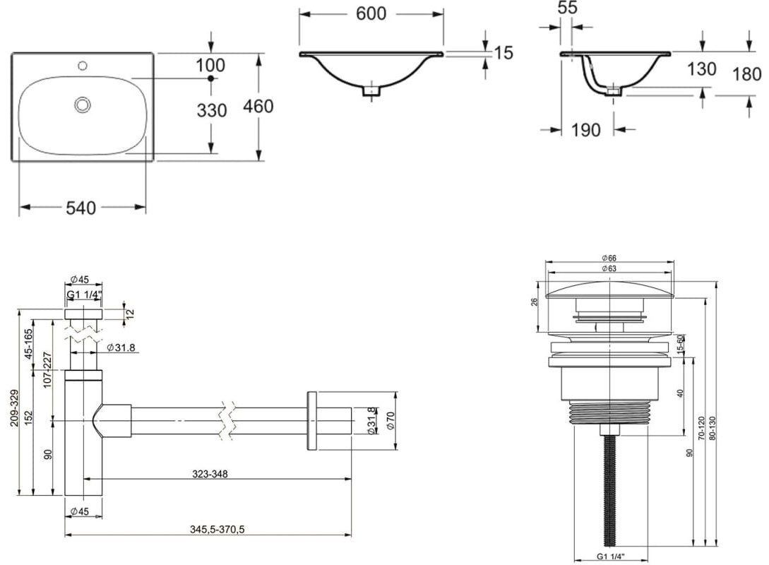 Раковина Lavinia Boho Bathroom Sink 21520472 врезная прямоугольная 46, фарфор купить,NaN