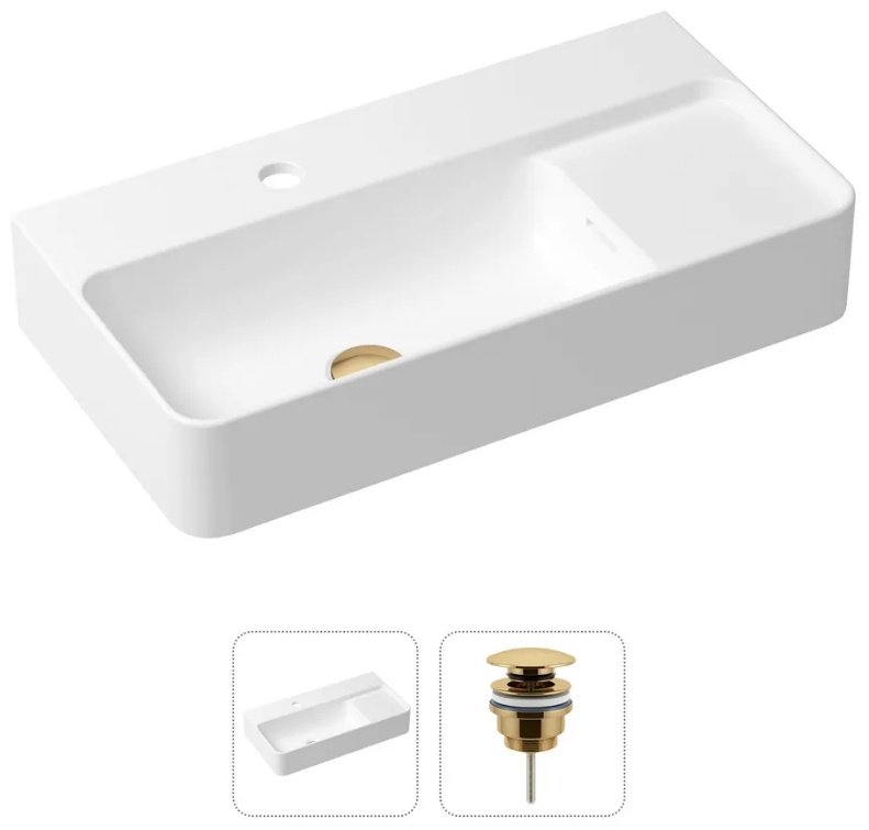 Раковина Lavinia Boho 21520883, Комплект 2 в 1 Lavinia Boho Bathroom Sink (состоит из 33311011, 182141000), цвет золото накладная прямоугольная 31, фарфор